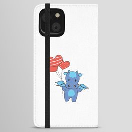 Dragon Cute Animals With Hearts Balloons To iPhone Wallet Case