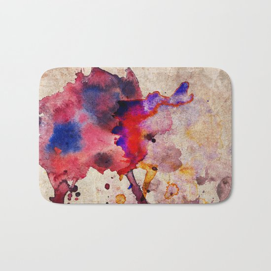 Red Color Splash Bath Mat