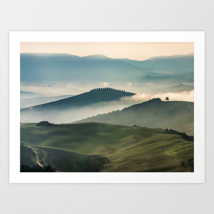 Pretty foggy morning in Toscany Art Print