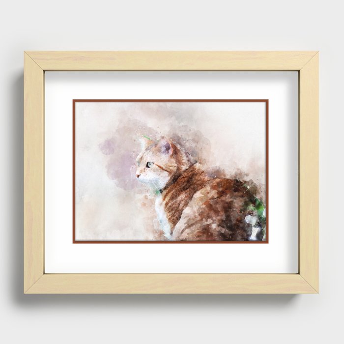 cat of watercolor Recessed Framed Print