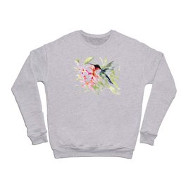 Hummingbird and Plumeria Flowers Crewneck Sweatshirt