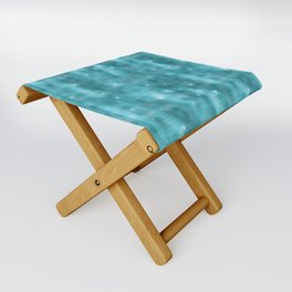 Glam Turquoise Diamond Shimmer Glitter Folding Stool