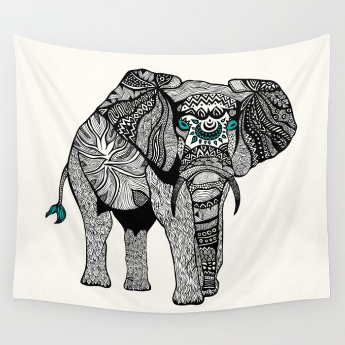 Black and white elephant hot sale tapestry