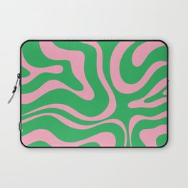 Pink and Spring Green Modern Liquid Swirl Abstract Pattern Laptop Sleeve