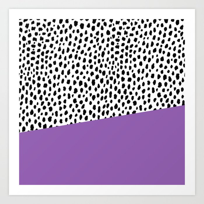 Dalmatian Spots with Purple Stripe Art Print