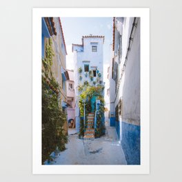 Small blue building in Chefchaouen, Morocco Art Print
