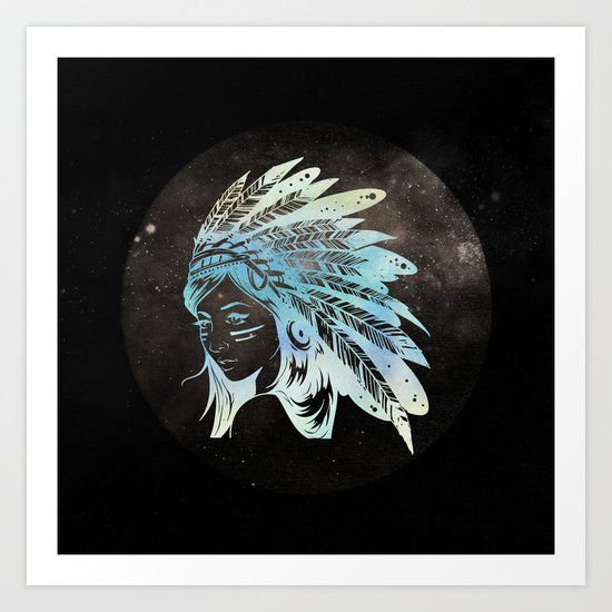 Moon Child Goddess Bohemian Girl Art Print