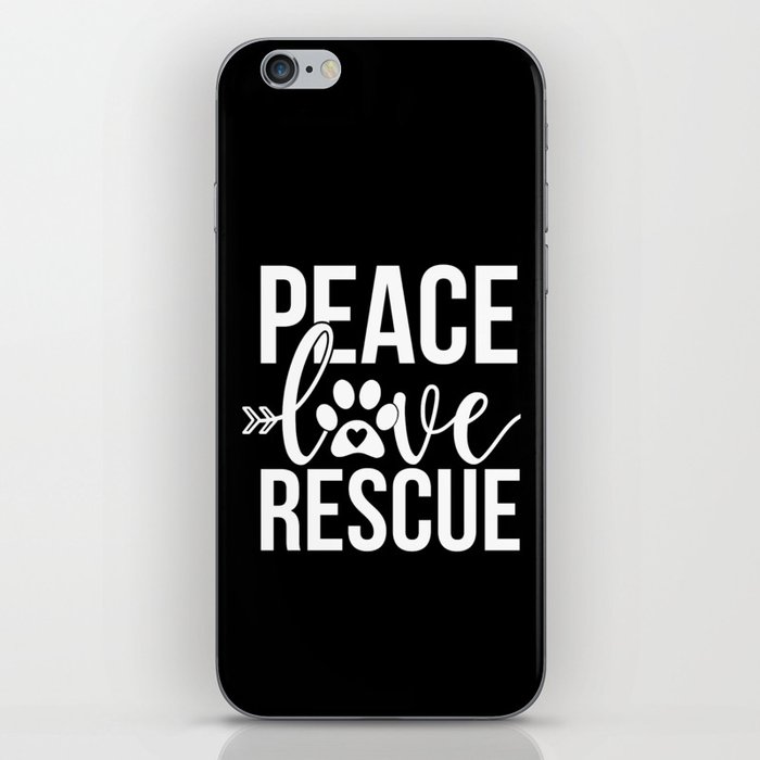 Peace Love Rescue Cute Pet Lover Slogan iPhone Skin
