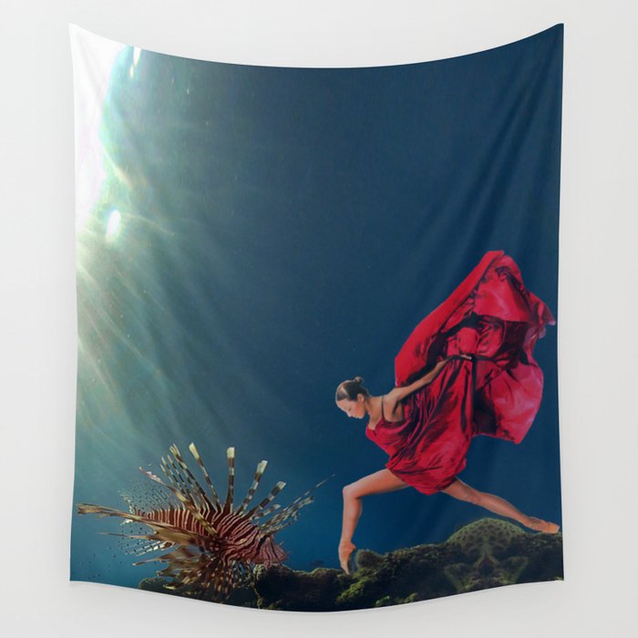 The Maiden and the Lion Fish Wall Tapestry