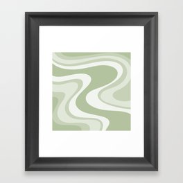 Sage Green Wave Machine Abstract Retro Swirl Pattern Framed Art Print