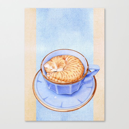 Cat in Coffee Canvas Print