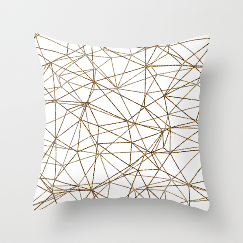 AOYEGO Gold Black White Hexagon Throw Pillow Cover Geometric Chic Elegant Grid Modern Foil Glitter Pillow Case 18x18 Inch Decorative Men Women Boy Girl Room Cushion Cover for Home Couch Bed