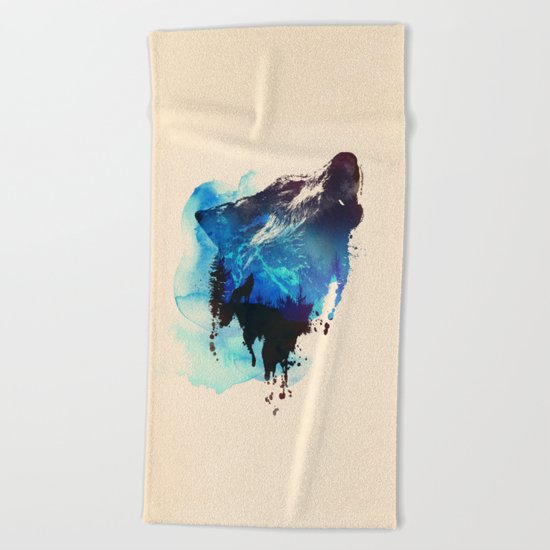 Alone as a wolf Beach Towel
