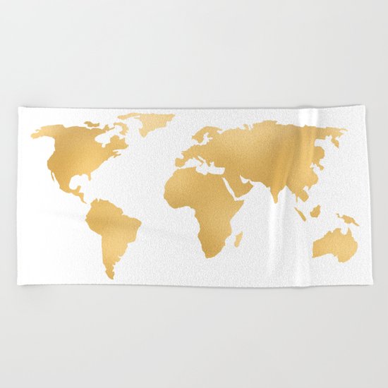 World Map Deep Gold Rush Beach Towel