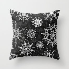 Gray Snowflakes Throw Pillow