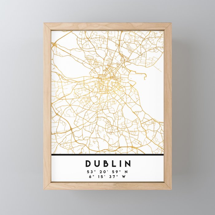 DUBLIN IRELAND CITY STREET MAP ART Framed Mini Art Print