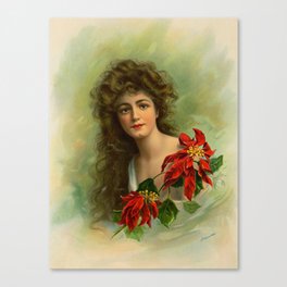  Girl with poinsettia restored Canvas Print