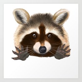 Hey! I am a raccoon - a funny naughty! Art Print | Glazunovvladimir, Tame, Friendship, Game, Raccoonnaughty, Relationship, Raccoon, Holiday, Funnynaughty, Care 