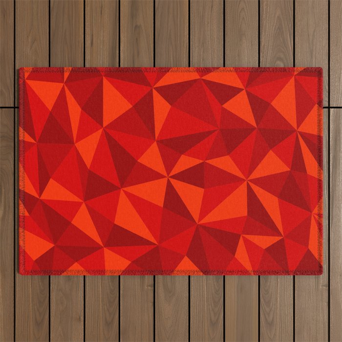 Red Triangle Pattern Outdoor Rug