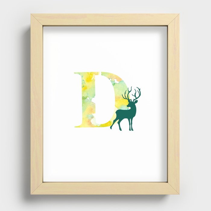 D is for Deer Recessed Framed Print