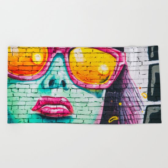 She Comes to Life (Art in Graffiti) Beach Towel