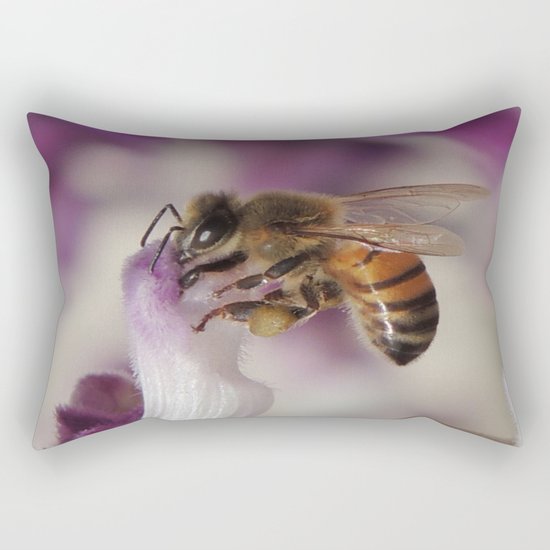 Worker Bee on Mexican Sage Rectangular Pillow