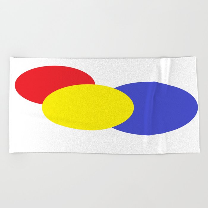 Red Yellow Blue mod circles Beach Towel