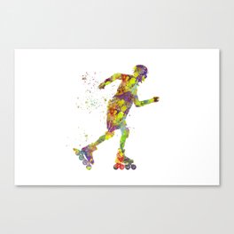 Young skater in watercolor Canvas Print