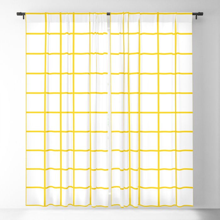 Grid Pattern Yellow Blackout Curtain