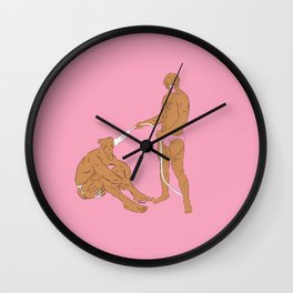 Dogmen play with hoses Wall Clock