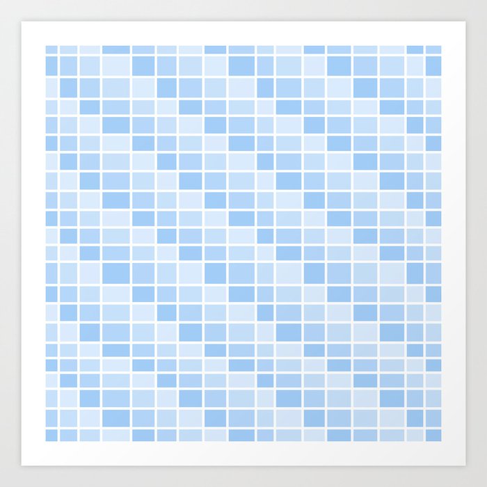 Four Shades of Light Blue Lighter Squares Art Print