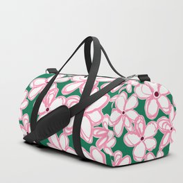 Colorful Floral Pattern on Green - Decorative Cottagecore Pattern Duffle Bag