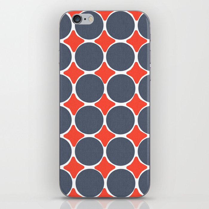 Mid-Century Modern Navy Blue Dots With White And Red Diamonds Fourth Of July Retro Geometric Pattern iPhone Skin