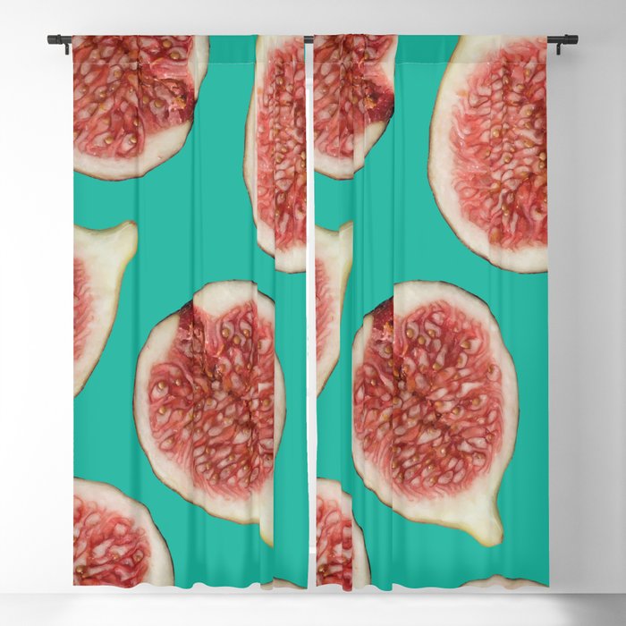 Big Figs Pattern Turquoise Blackout Curtain By Act Art Society6