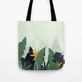 Tropical background with jungle plants. Palm leaves. Floral exotic hawaiian wallpaper. Rainforest. Summer tropical leaf. Exotic hawaiian jungle, summertime style. Summer illustration. Tote Bag