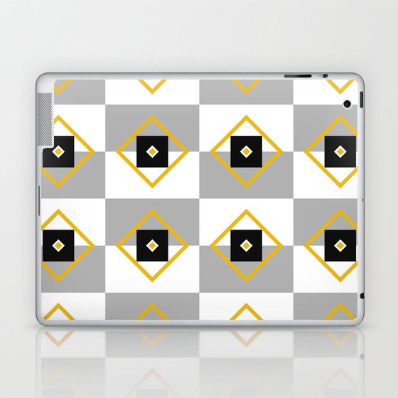 yellow, gray and black on white Laptop & iPad Skin