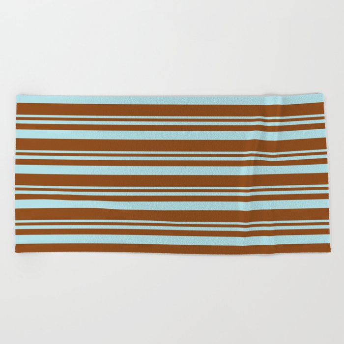 Powder Blue & Brown Colored Striped Pattern Beach Towel