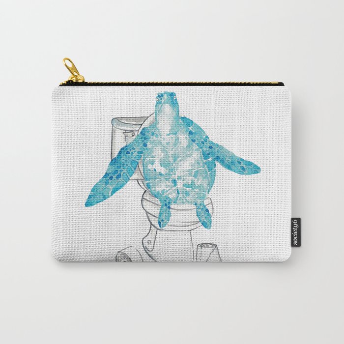 Sea turtle in the bathroom painting  Carry-All Pouch