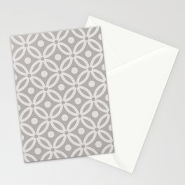 Pretty Intertwined Ring and Dot Pattern 638 Gray Stationery Card