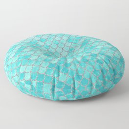 Teal Mermaid Scales Floor Pillow