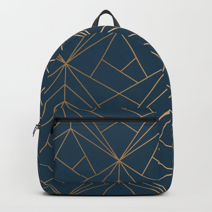 Benjamin Moore Hidden Sapphire Gold Geometric Pattern With White Shimmer Backpack