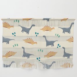 Cute Dinosaurs Print On Pastel Background Pattern Wall Hanging