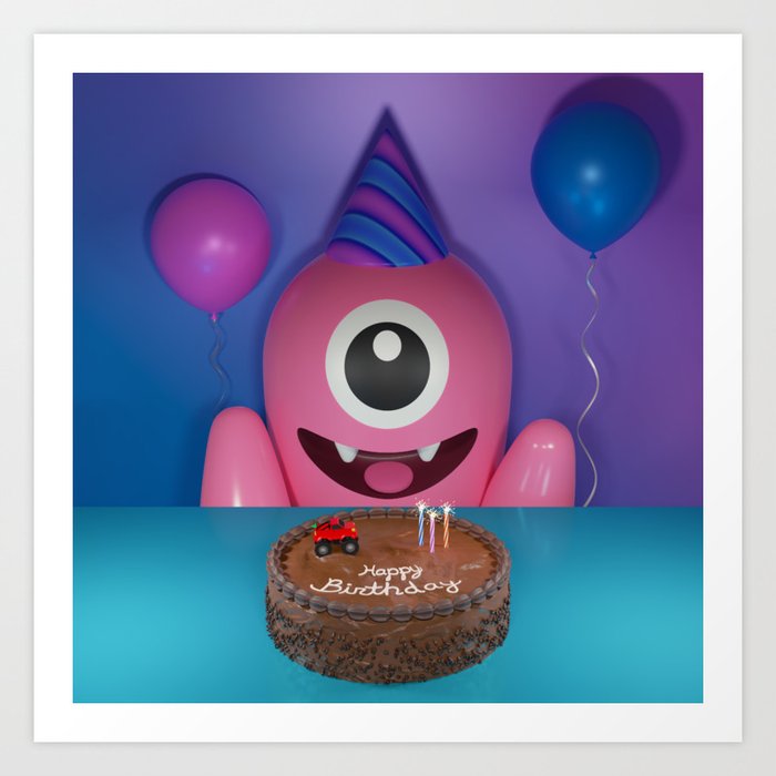 Little Monster Happy Birthday Art Print