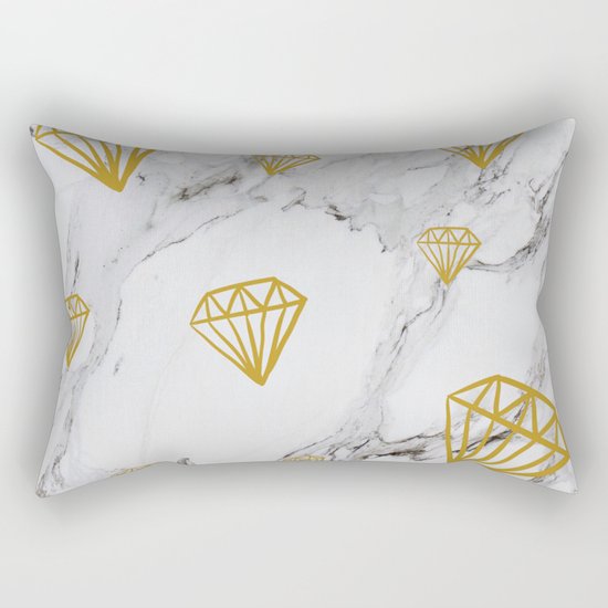 Gold diamonds on marble Rectangular Pillow
