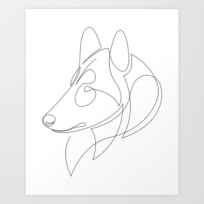 Collie - one line dog Art Print