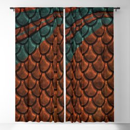 Metal Scallops orange and teal art and home decor Blackout Curtain