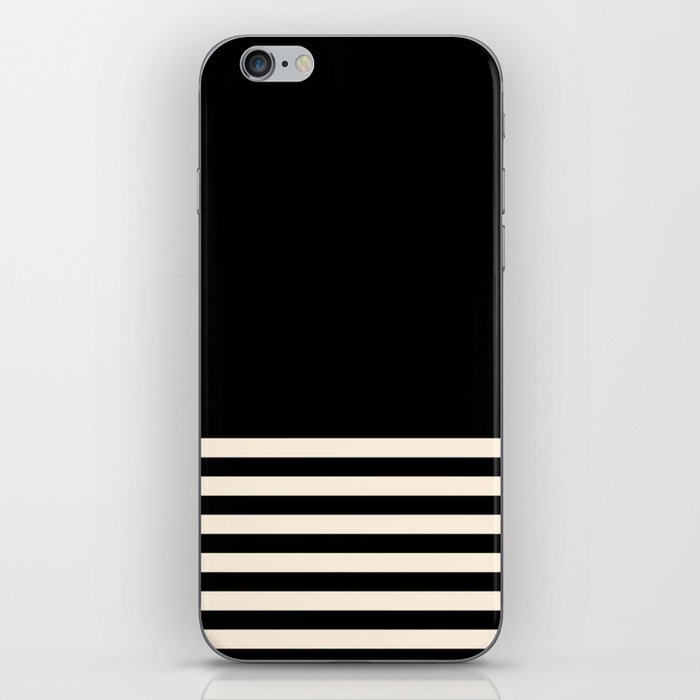 Thin Cuff Stripes Minimalist Pattern in Black and Almond Cream iPhone Skin