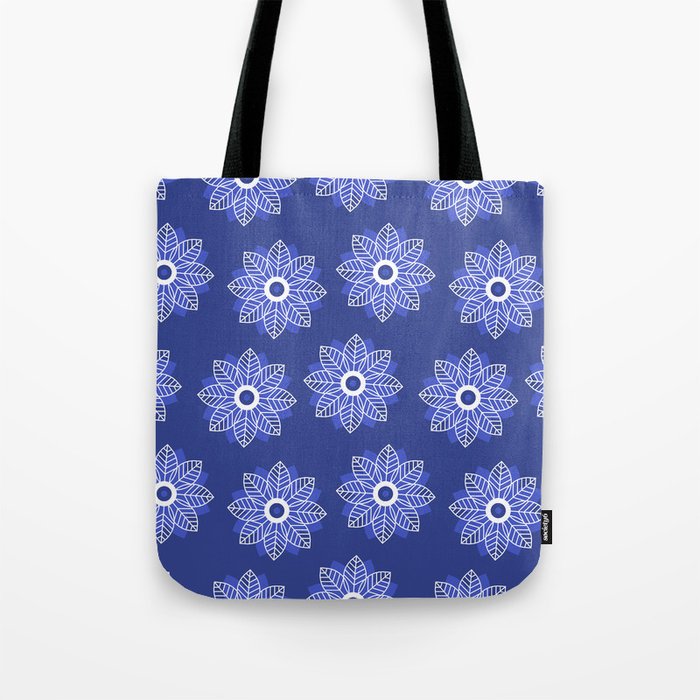 Flower pattern on Blue background! Tote Bag