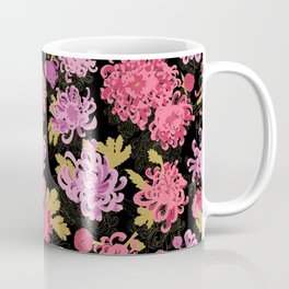Chrysanthemums in Gold - Black Mug