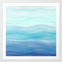 Sea Waves, Abstract Watercolor Painting Art Print